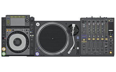 Set dj müzik karıştırıcı tablo, üstten görünüm