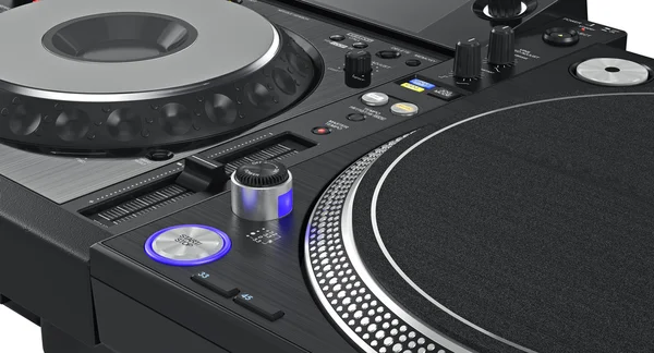 Luminous buttons dj turntable, zoomed view — Stock Photo, Image