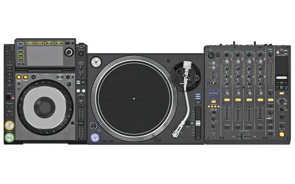 Set dj müzik karıştırıcı tablo, üstten görünüm