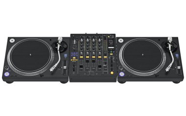Vinil player tablo dj mikser ile birlikte