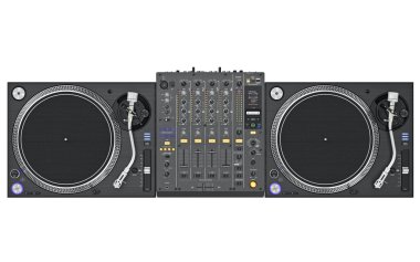 Set dj müzik karıştırıcı tablo, üstten görünüm