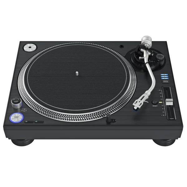 DJ zwarte draaitafel vinyl records — Stockfoto