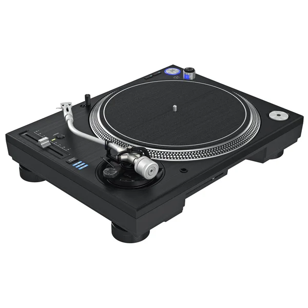 Isolated turntable with white vinyl record — Stock Photo