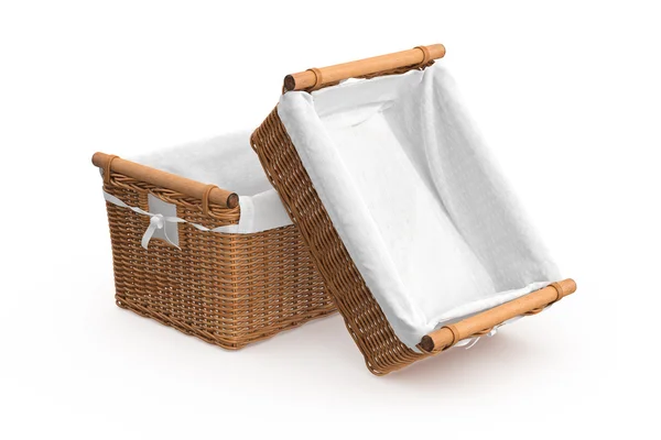 Empty square shape wicker baskets — Stock Photo, Image