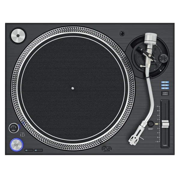 Dj turntable mixer equipment, top view — Stock Photo, Image