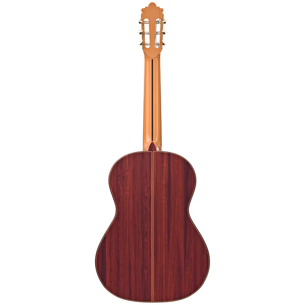 Классическая деревянная гитара, вид сзади — стоковое фото