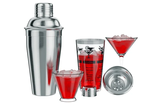 Cocktail shaker is och vätskan inuti, öppnad — Stockfoto