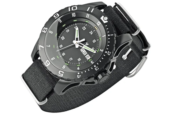 Czarny zegarek wojskowy — Zdjęcie stockowe