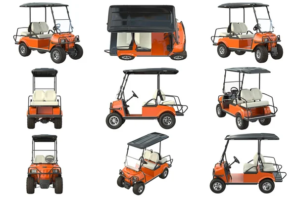 Golf coche naranja conjunto —  Fotos de Stock