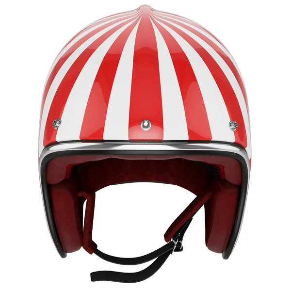 Motocykl helma červená bílá klasika — Stock fotografie