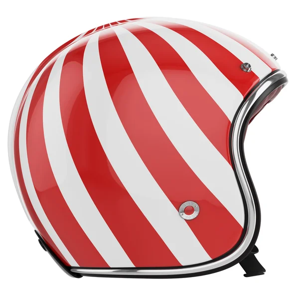 Casco moto rosso bianco vista sinistra — Foto Stock