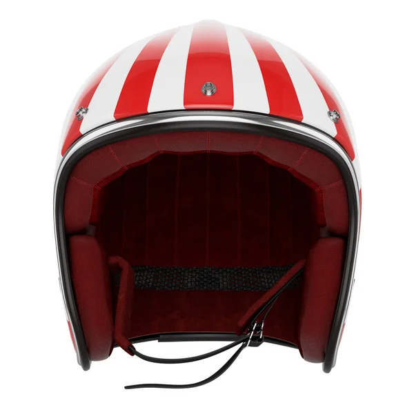 Capacete de motocicleta vermelho branco vista frontal — Fotografia de Stock