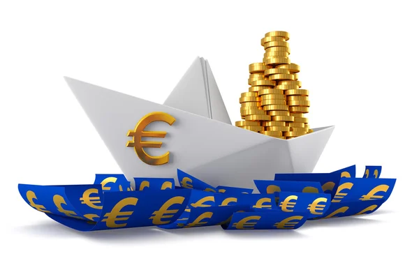 Barca di carta euro — Foto Stock