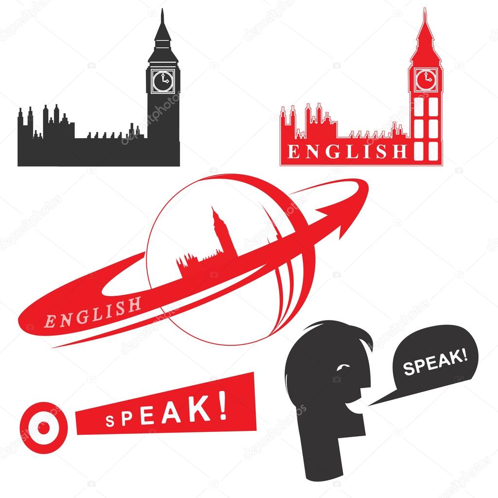 Red and black elements for English logos and books