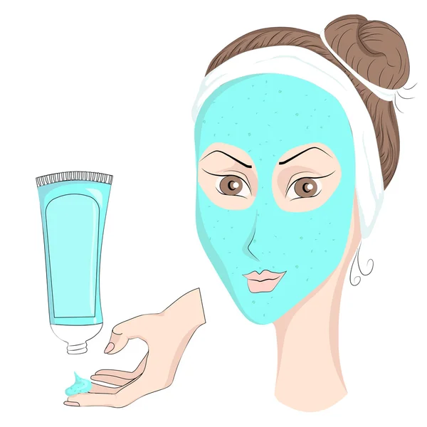 Fille avec maquillage masque facial — Image vectorielle