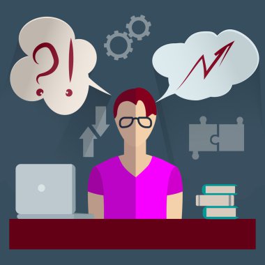 Businessman thinking infographics