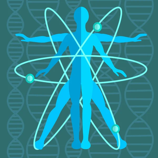 Atomic genetics man, medicine, science — Stock Vector