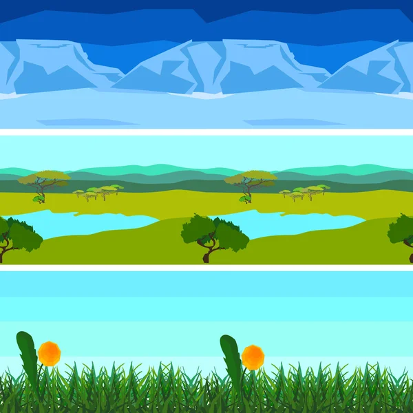 Definir os fundos da natureza padrões de telha horizontais sem costura — Vetor de Stock