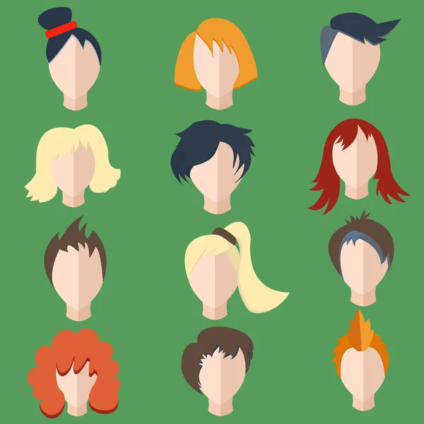 İzole erkekler, kadınlar peruk ayarla