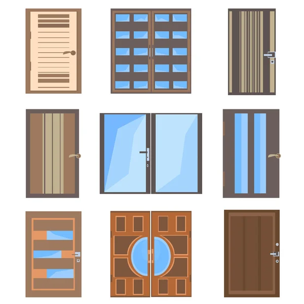 Set isolated combined doors — Stock Vector