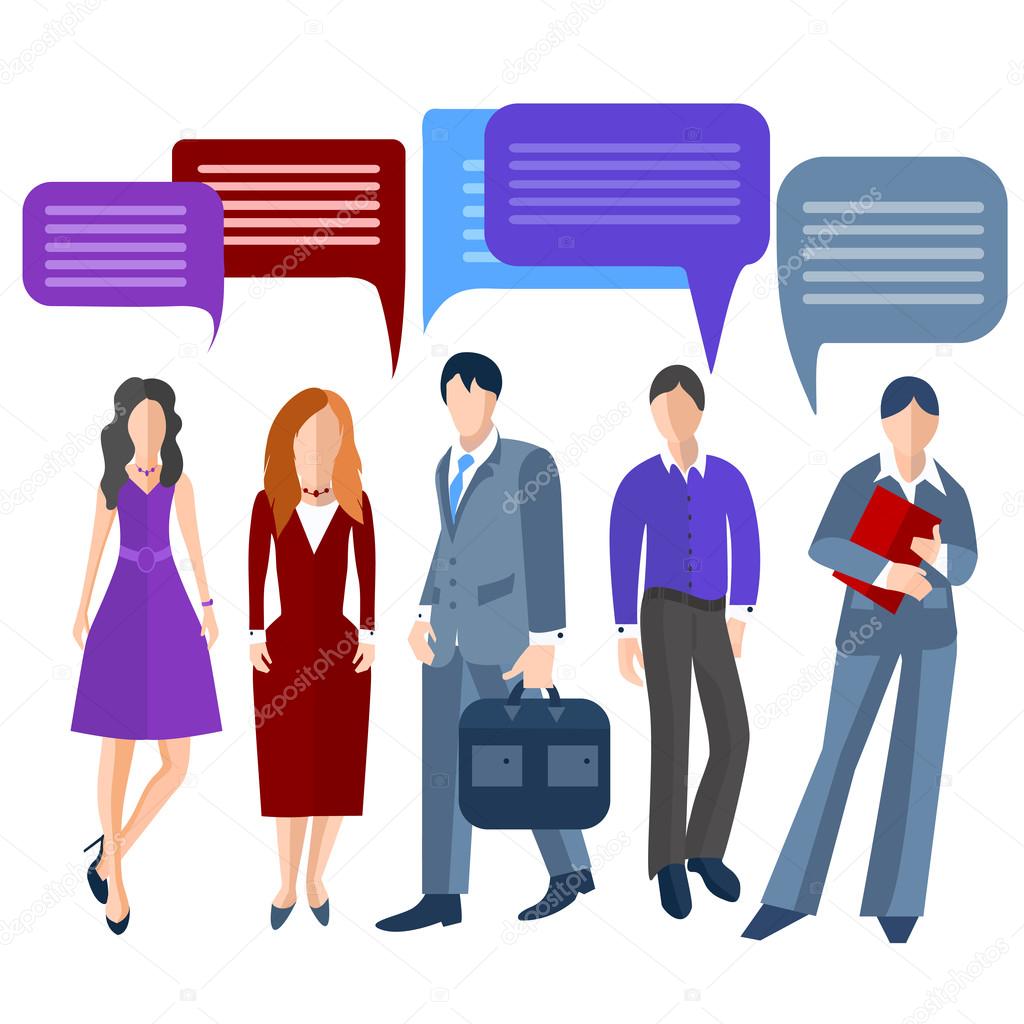 Group business people isolated, men, women, girls, boys