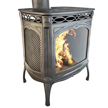 Şömine yan görünümü izole yangın 3d grafik