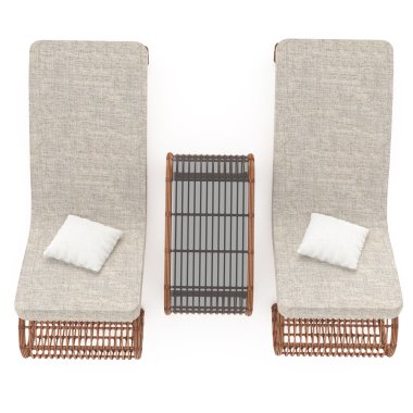 Rattan chaise lounge view from above 3d graphics clipart