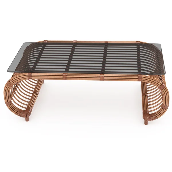 Rattan table with glass top 3d graphics — Stock Photo, Image