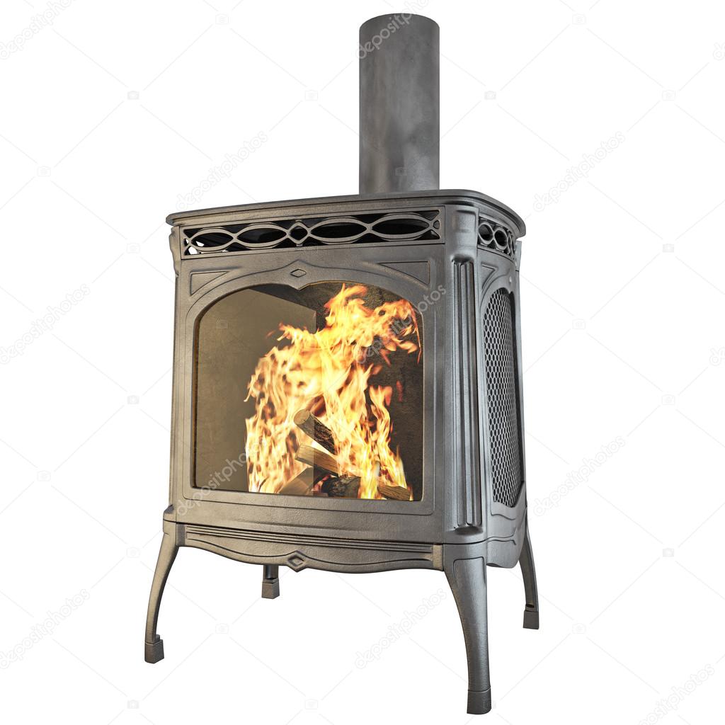 Classic fireplace isolated 3d graphics