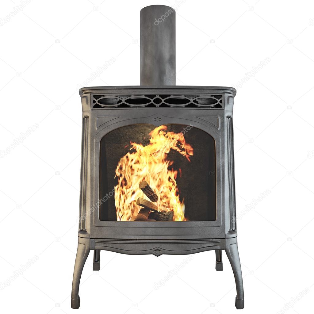 Fireplace isolated 3d graphics