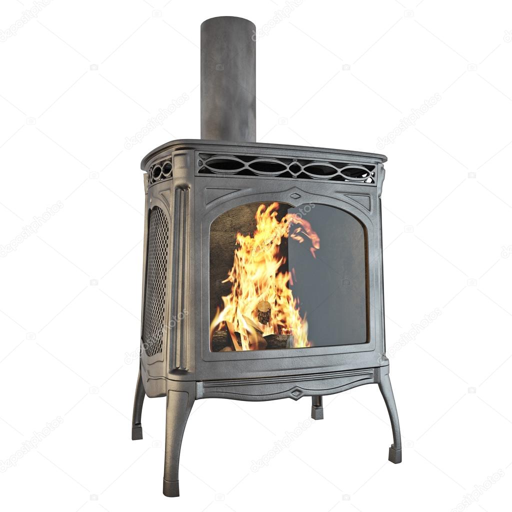 Classic fireplace with fire 3d graphics