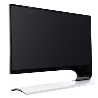 Huge widescreen computer monitor in futuristic design. 3d graphic