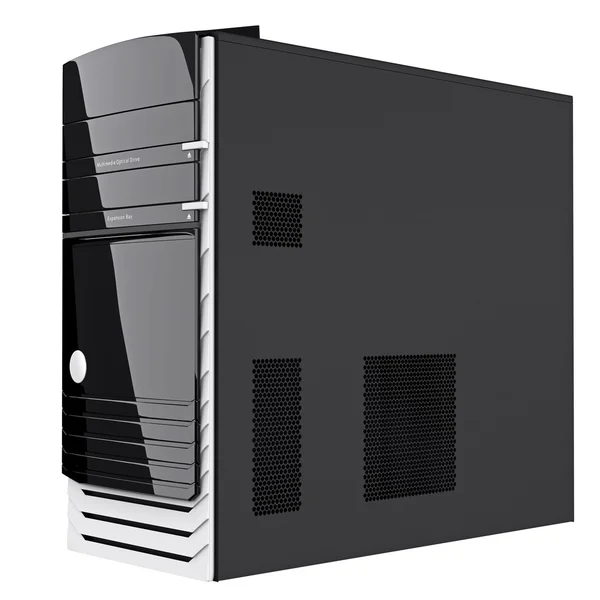 Black colored system block semi side view. 3d graphic