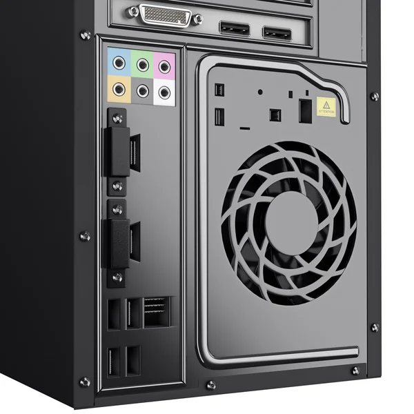 Back panel system block of some PC. 3d graphic — Stock Photo, Image