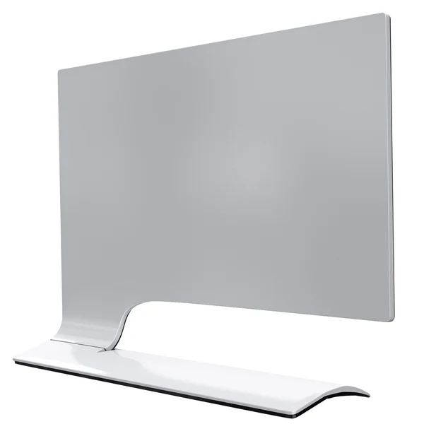 Futuristic workstation monitor of white metal back view. 3d graphic — Stockfoto