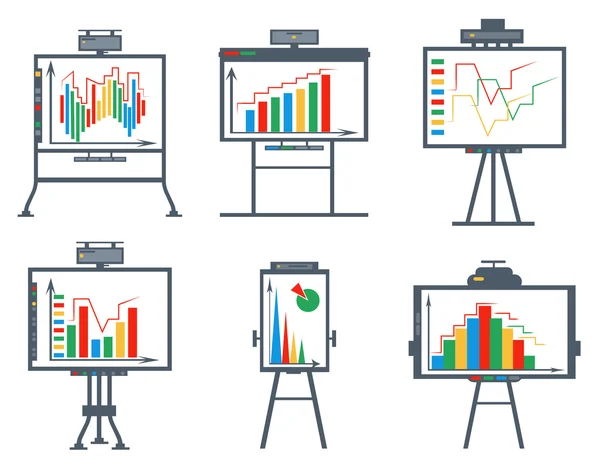 Set business chart, board, circles, lines, squares