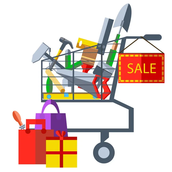 Sales of building materials hammer, saw, shovel, trowel