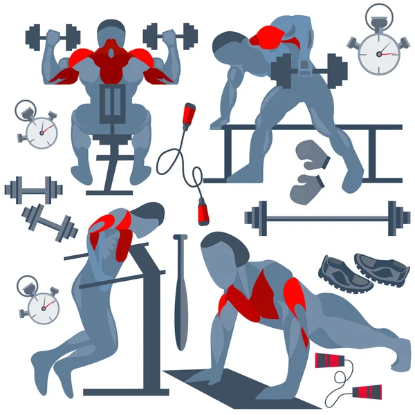 Sportsman pumping muscles fitness club — Stock Vector