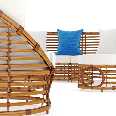 Açık havada, rahatlamak için kanepe görünümü kapatın. 3D grafik