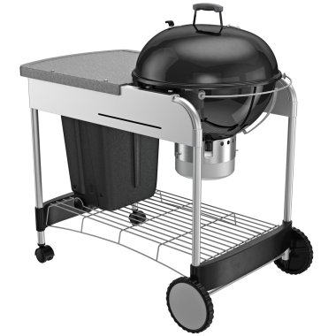 Grill a steel frame on wheels with brakes