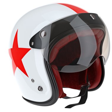 Motosiklet kask kırmızı çizgili