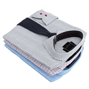 Yığılmış Mens klasik gömlek ve kravat