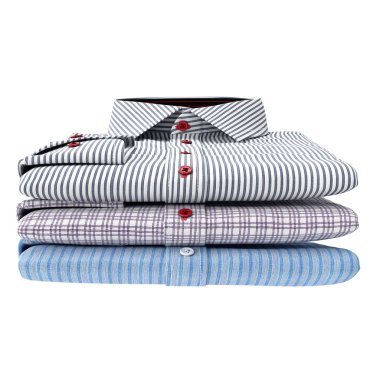 Klasik erkek gömlek, önden görünüm yığınını