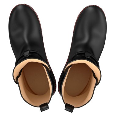 Black leather boots, top view clipart
