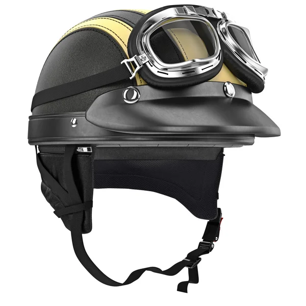 Helm sepeda motor kulit dan gaya kacamata retro — Stok Foto