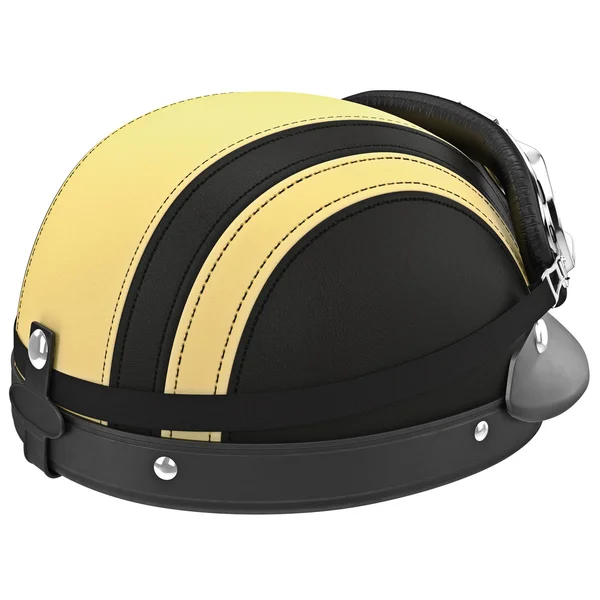 Мотоциклетный шлем с желтыми полосками — стоковое фото