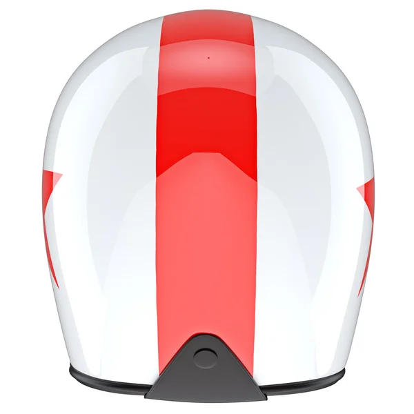 White helmet with red stripe and rubber surround, back view — Stock Photo, Image