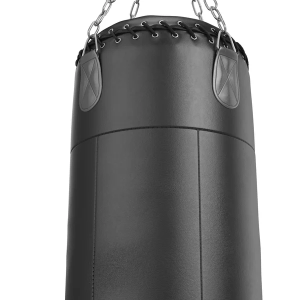 Μαύρη τσάντα punching με ραφής στοιχεία, μεγεθύνεται θέα — Φωτογραφία Αρχείου