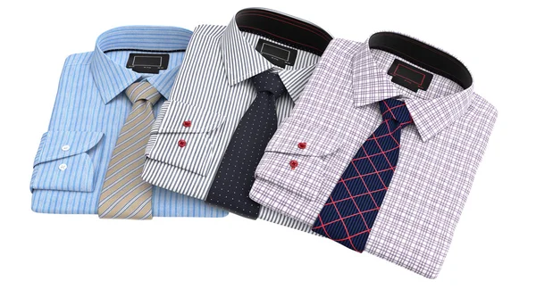 Set classic mens shirts and ties — Stock Photo, Image
