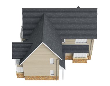 İki katlı villa, üstten görünüm